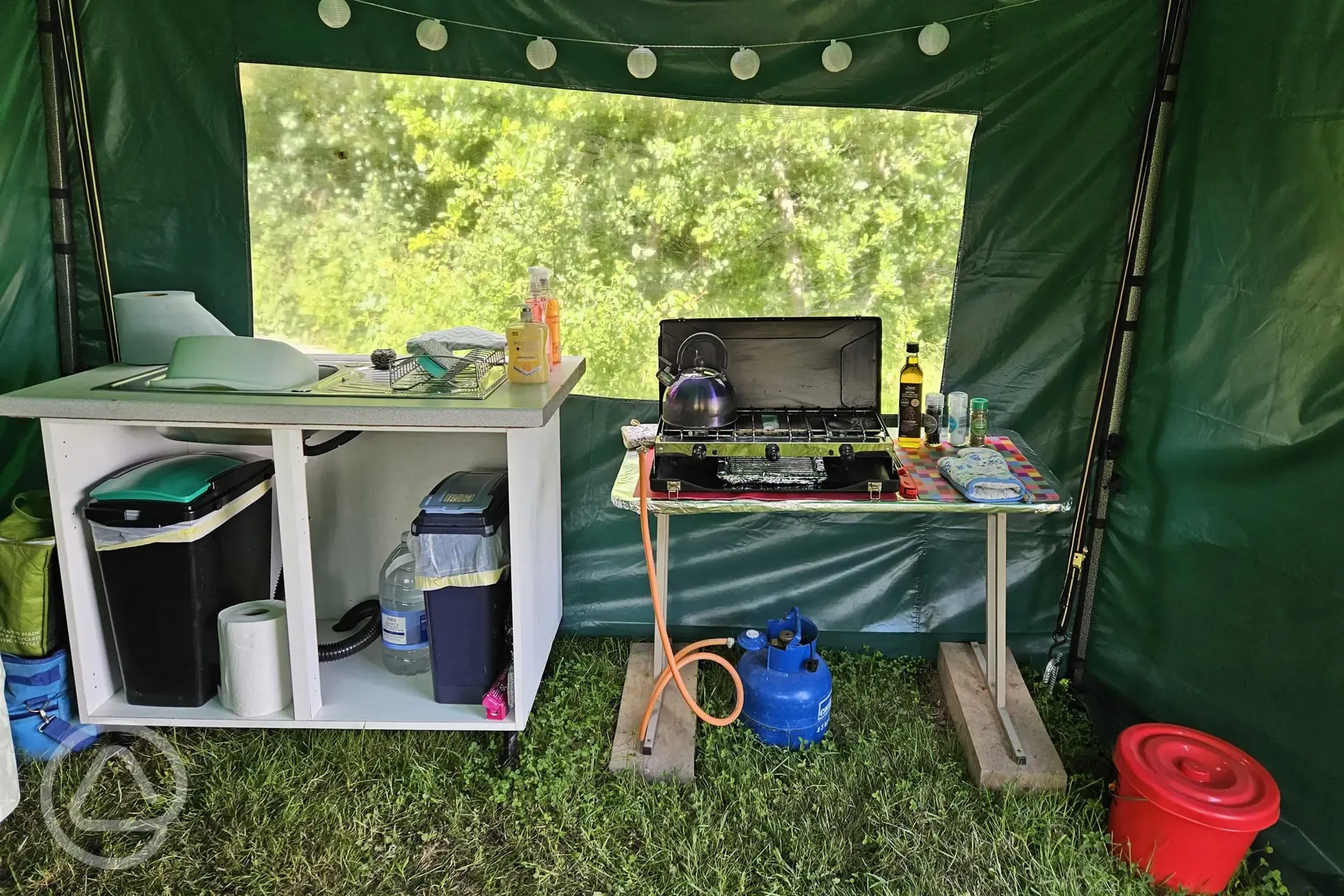 Bell tent kitchen