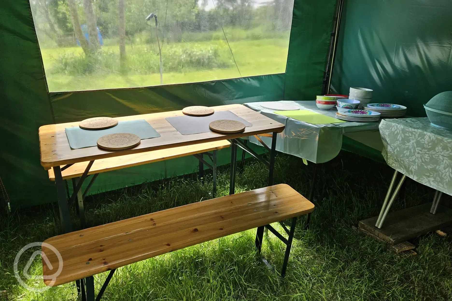 Bell tent kitchen