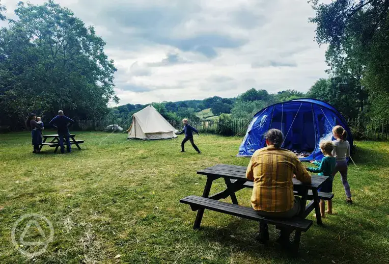 Socially distanced camping at Monkton Wyld Court
