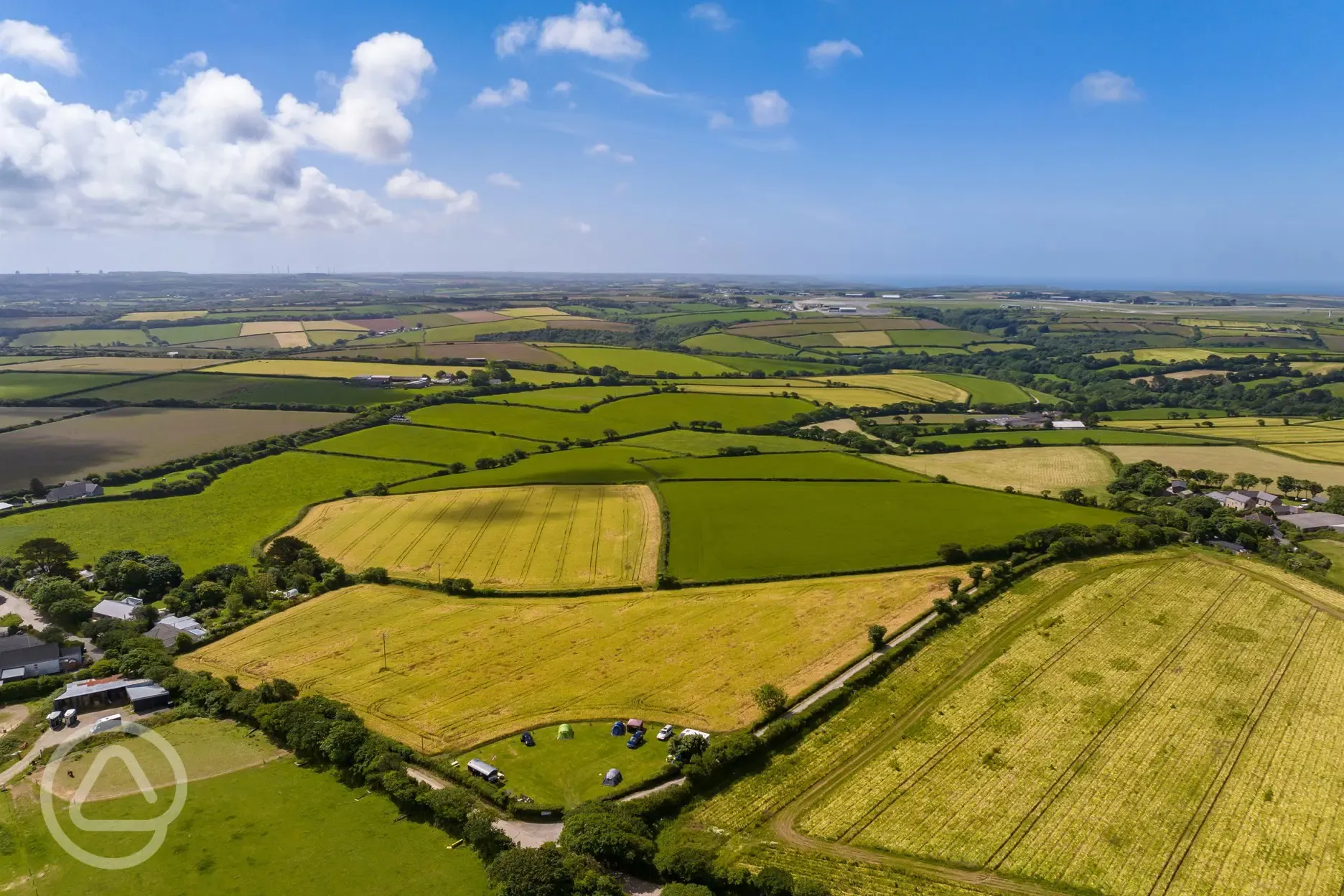 Aerial of the site and the surrounding countryside 