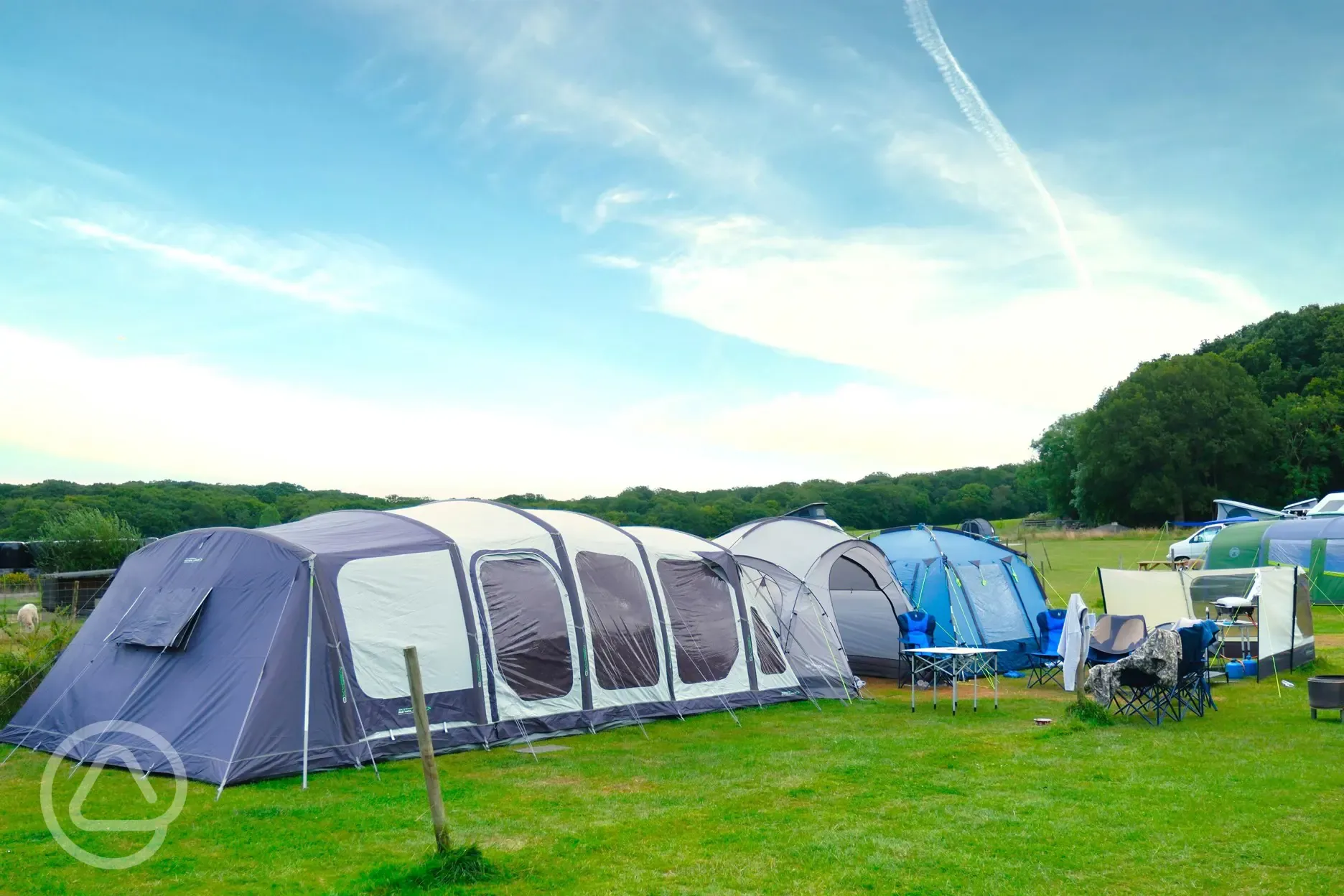 Large tents on the electric grass pitches