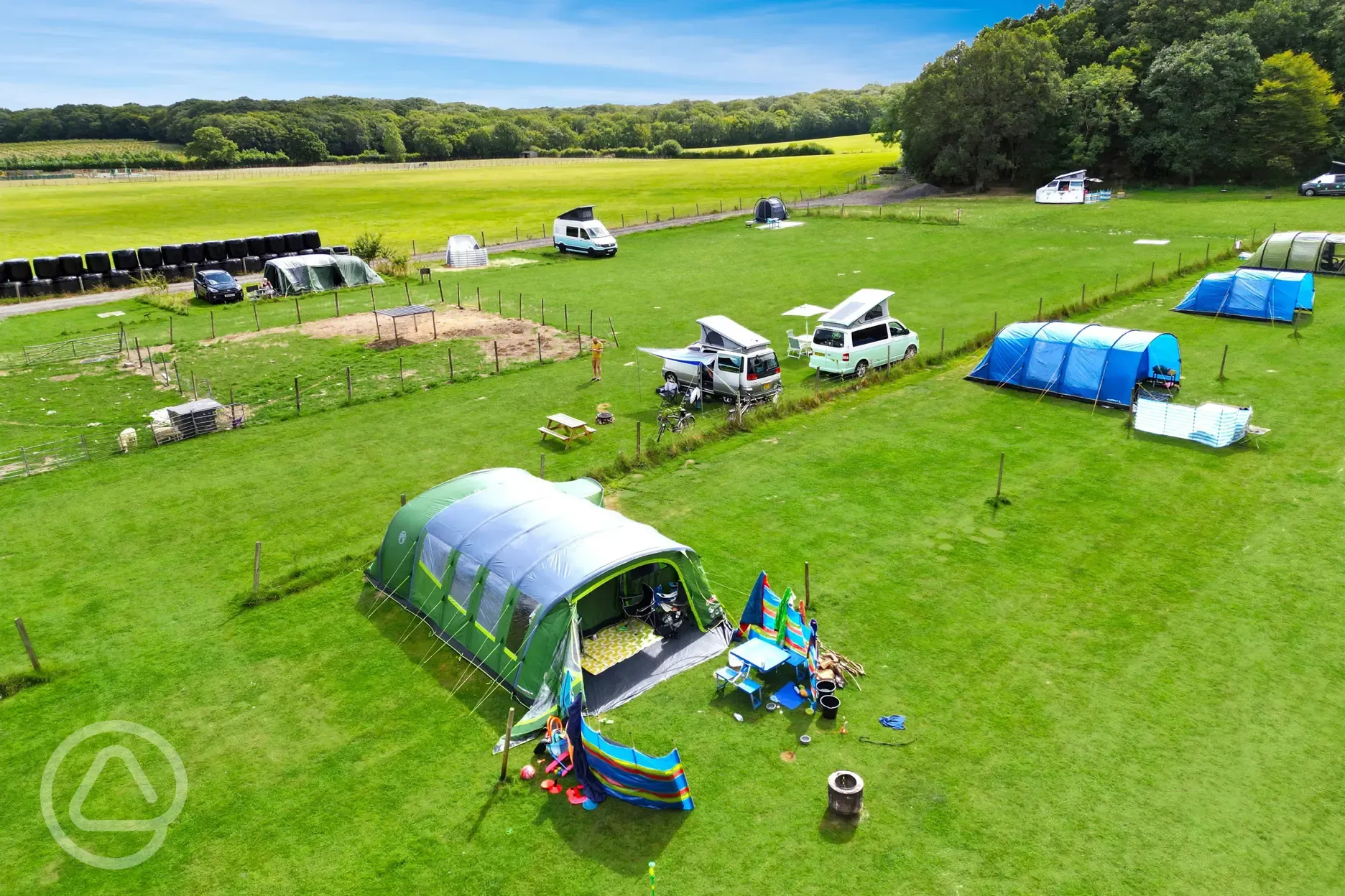 Large tents on non electric grass pitches at Brook Farm