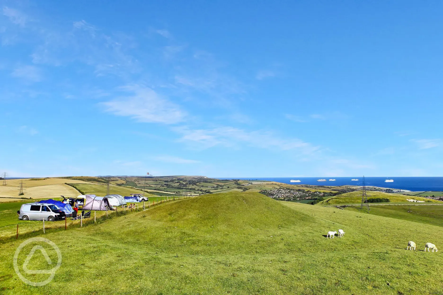 Non electric grass pitches with sea views