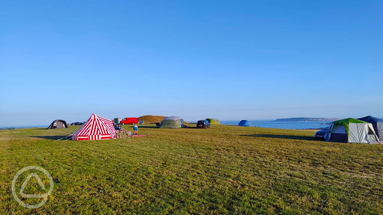 Non electric grass pitches with sea views