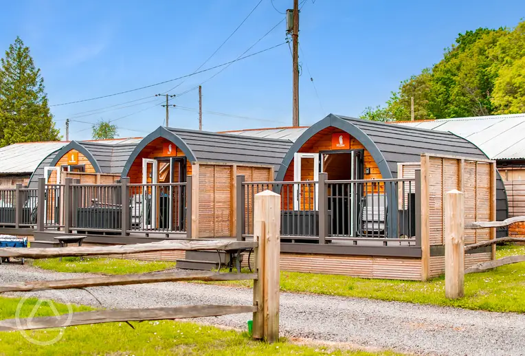 Camping pods with private deck areas