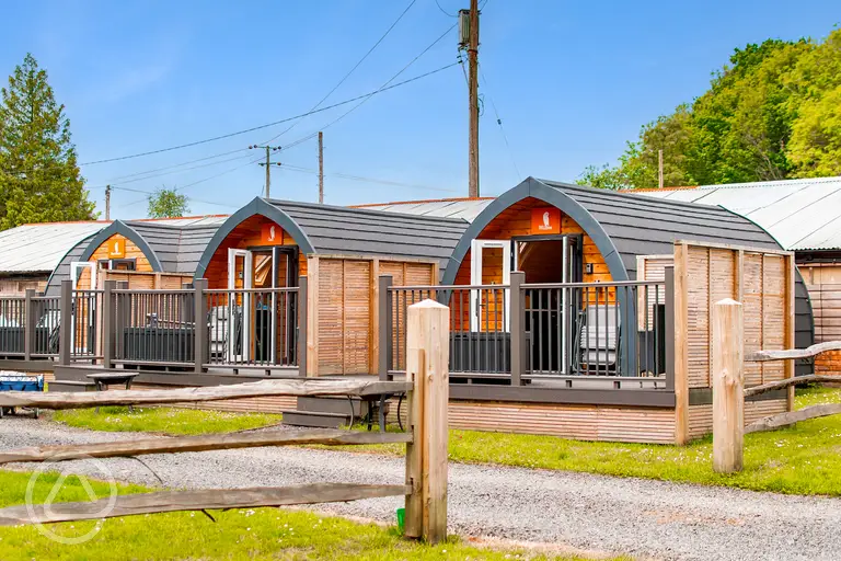 Camping pods with private deck areas