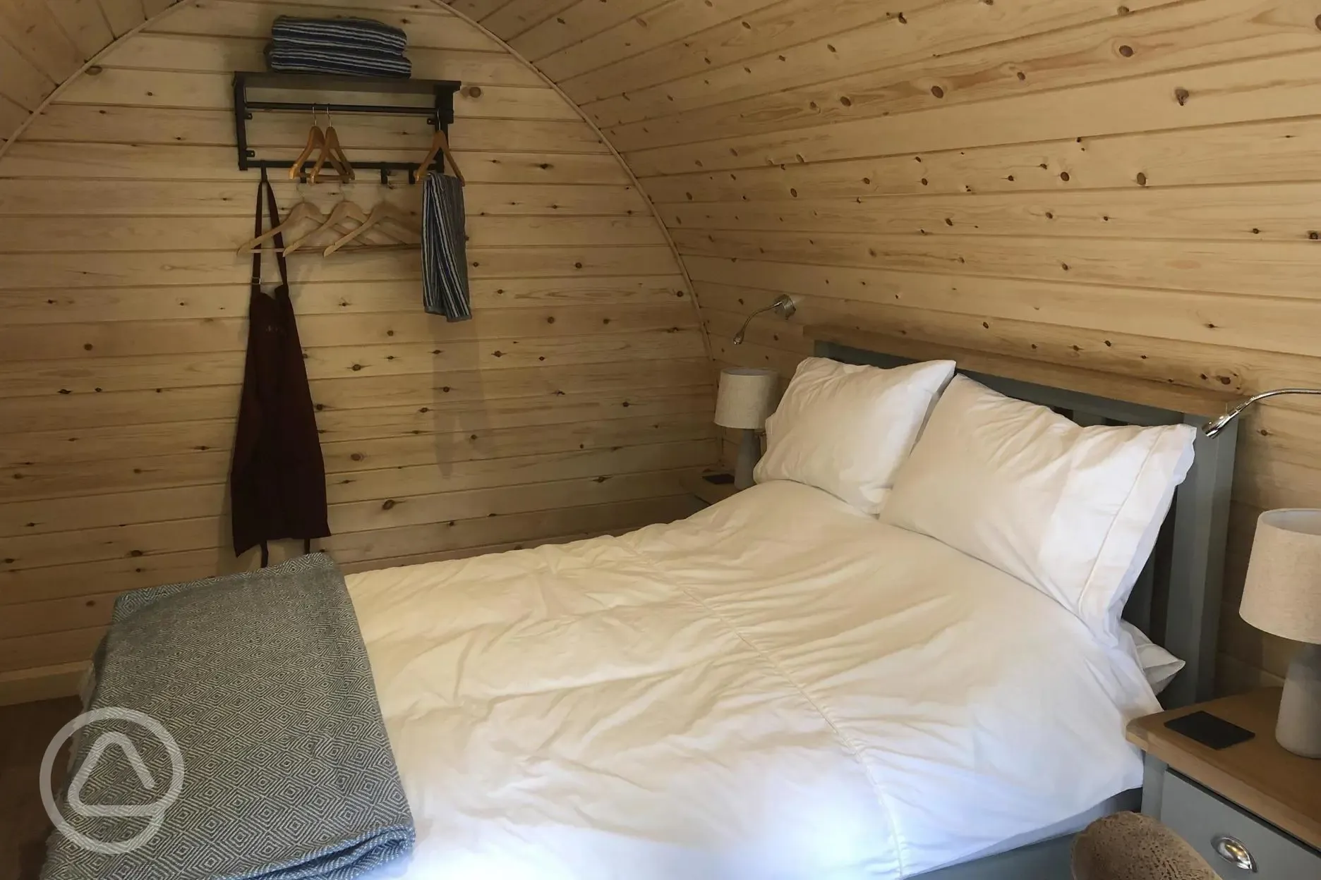 Inside Double Bed Glamping Pod
