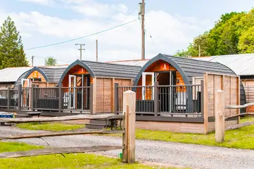 Camping pods with private deck areas