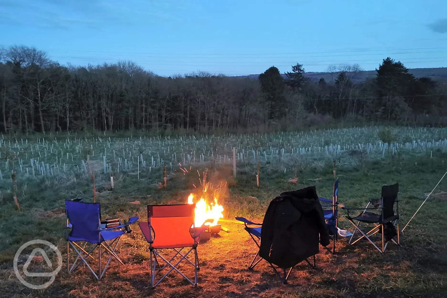 Campfire at the wild camping pitch