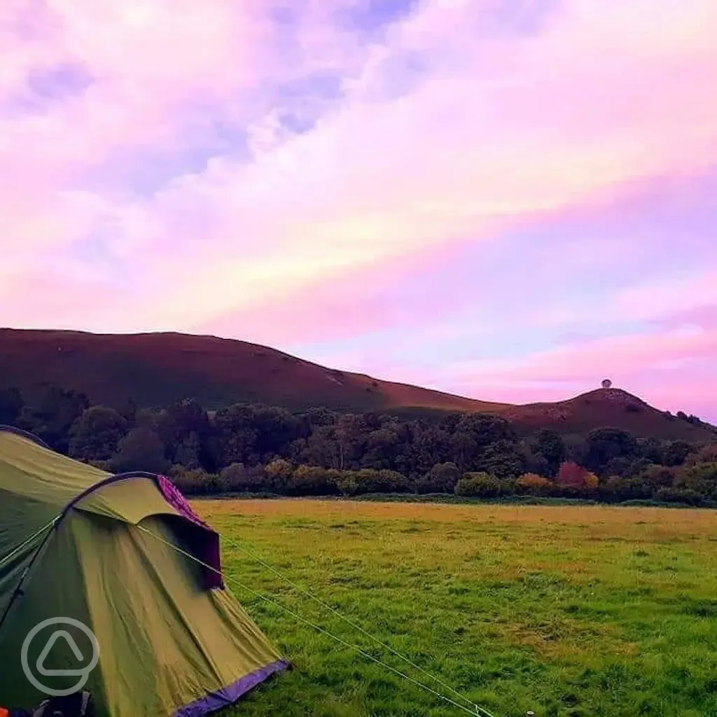 Tent pitch at sunset