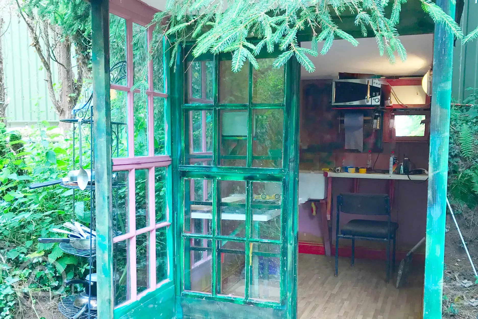 Tea room in a converted vintage potting shed