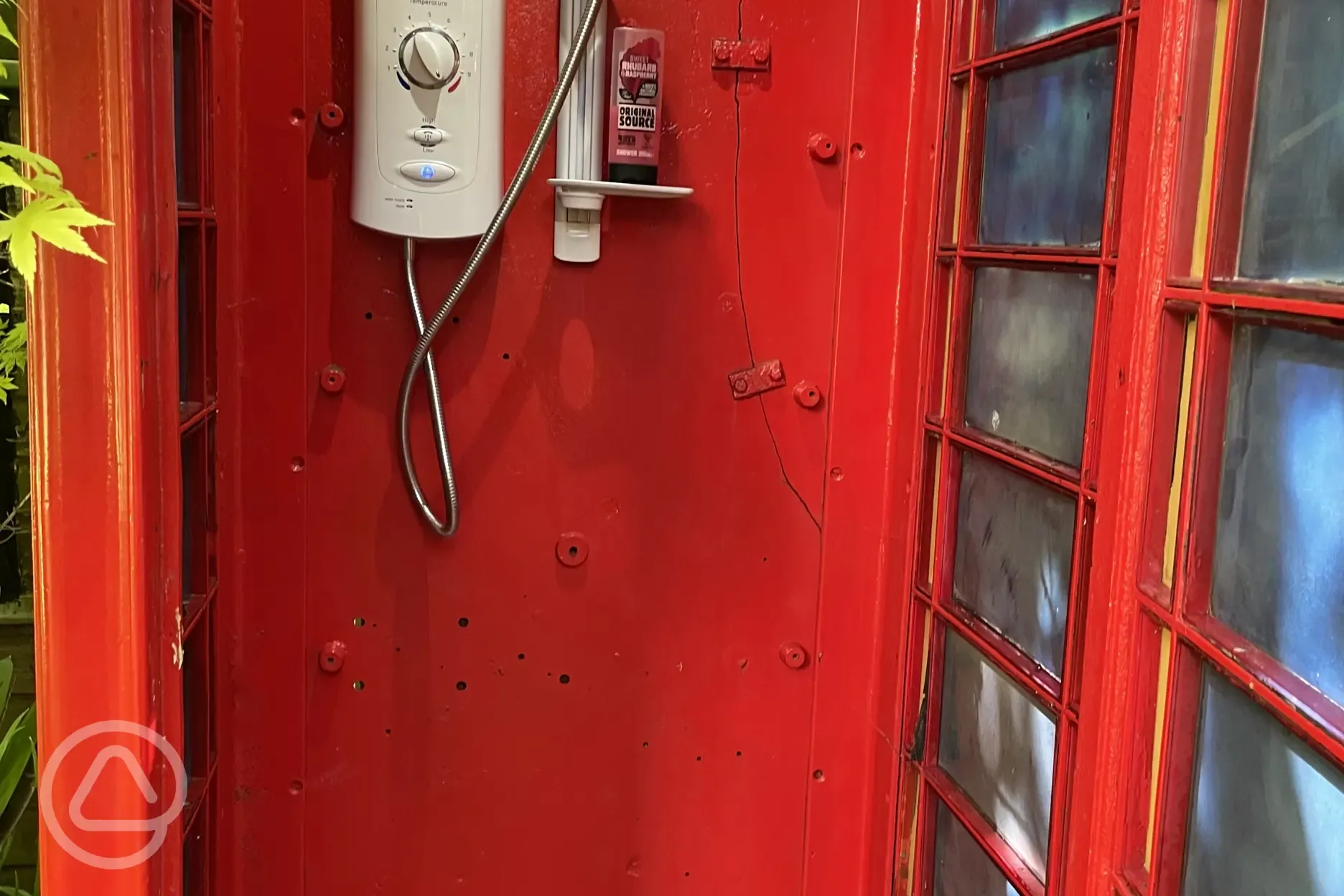 Hot shower in a converted post box