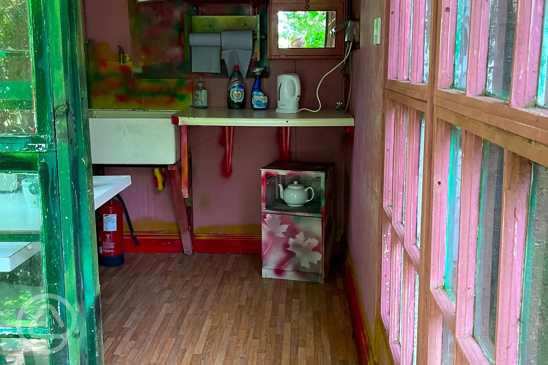 Tea room in a converted vintage potting shed