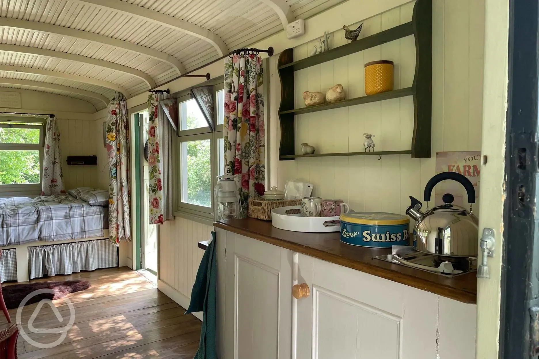 Meadow shepherd's hut kitchenette 