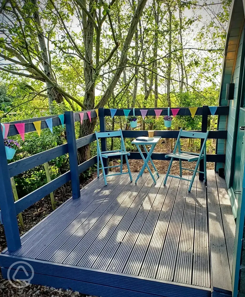 Peacock camping pod decking 
