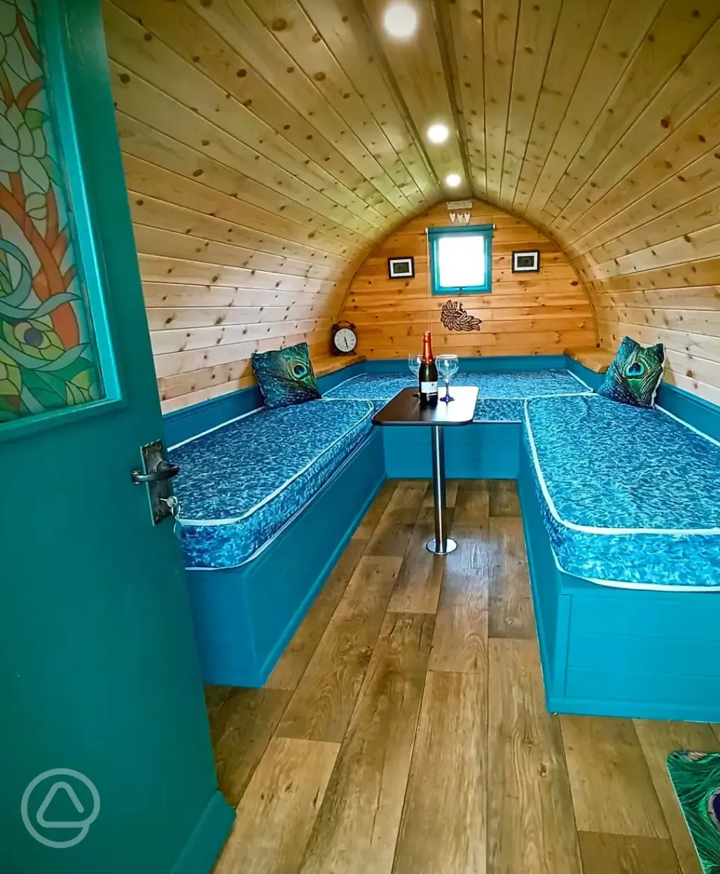 Peacock camping pod interior