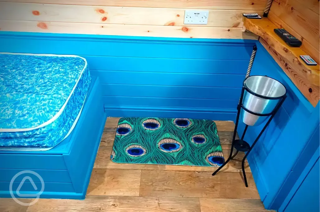 Peacock camping pod interior