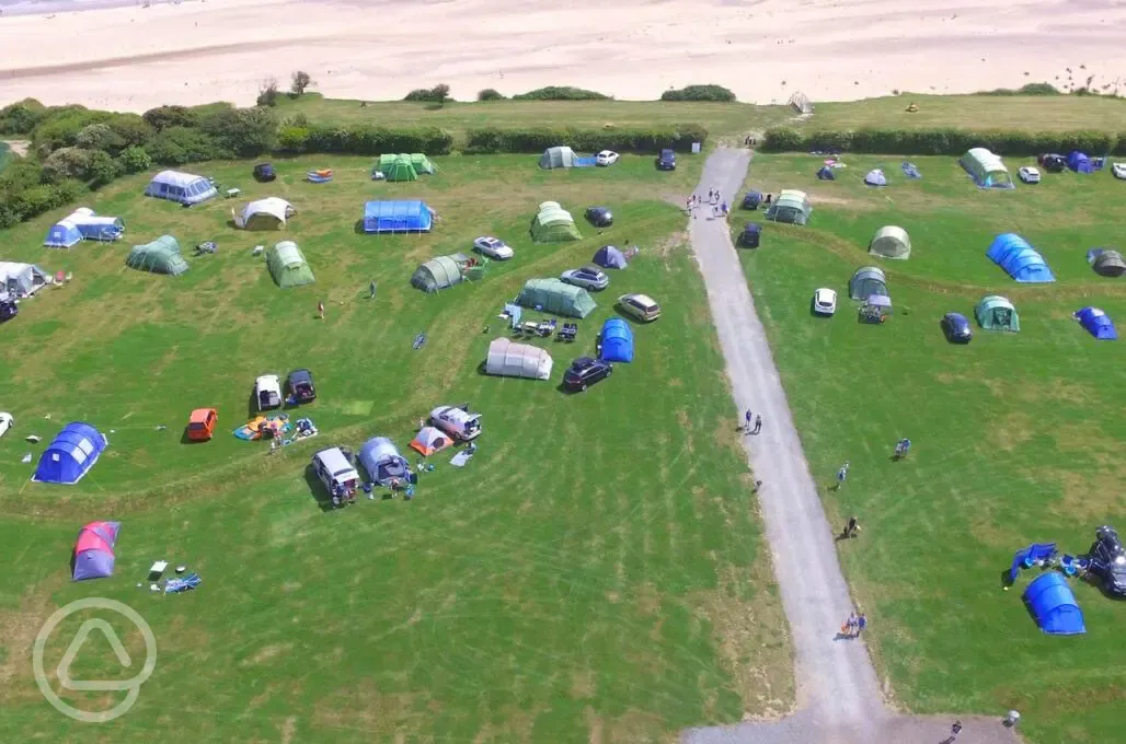 Aerial of the site by the beach