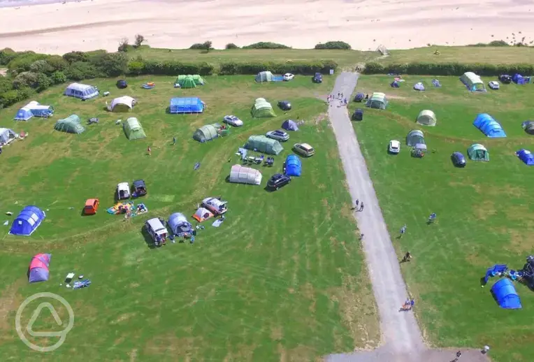Aerial of the site by the beach