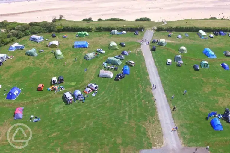 Aerial of the site by the beach