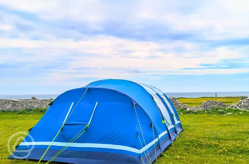 Grass pitches with sea views