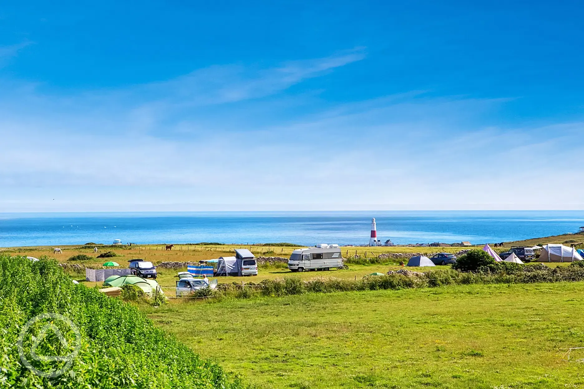 Grass pitches with sea views 