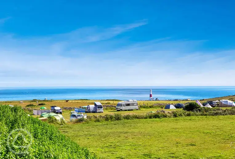 Grass pitches with sea views 