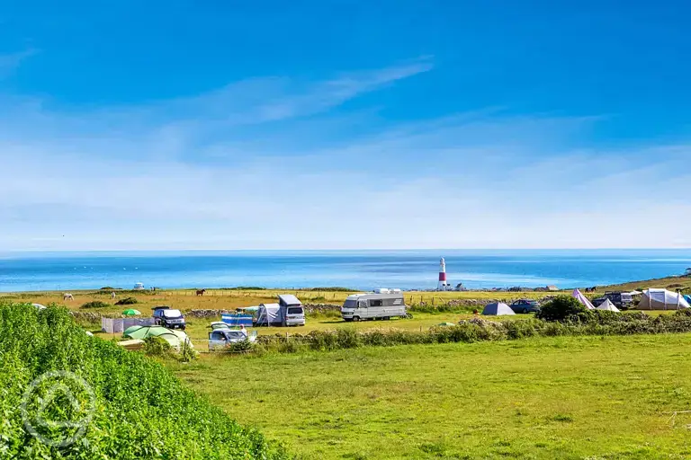 Grass pitches with sea views 