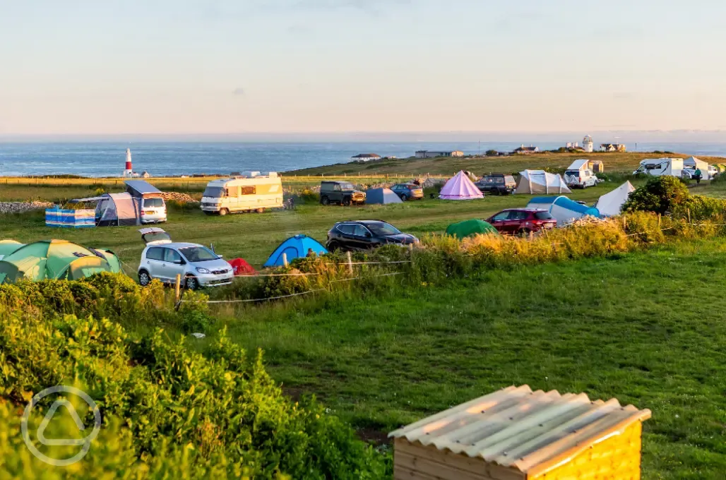 Grass pitches with sea views 