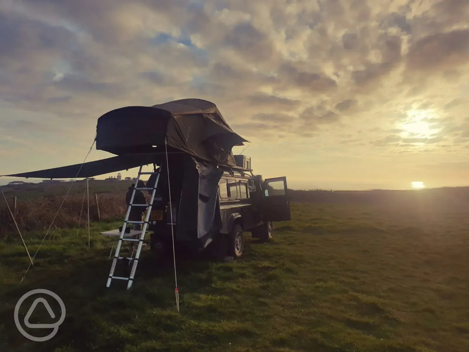 Roof tent at sunset