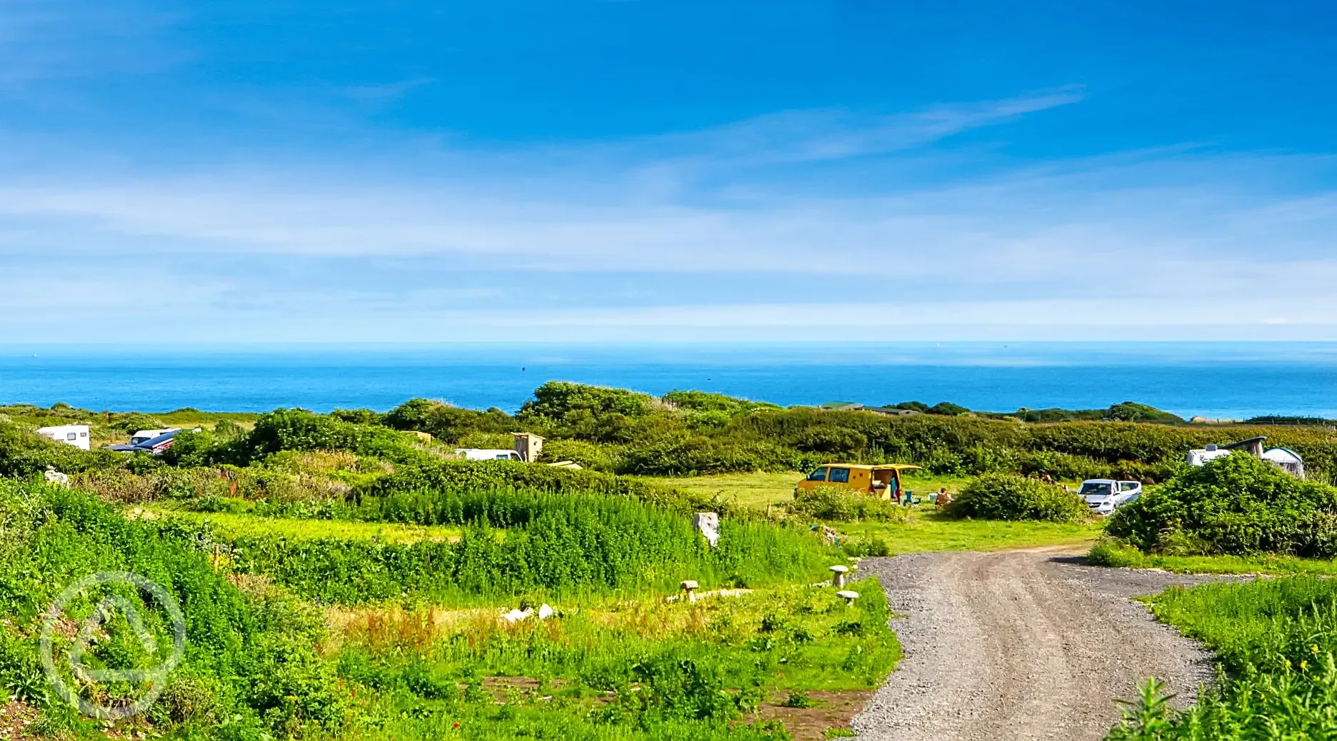 Grass pitches with sea views