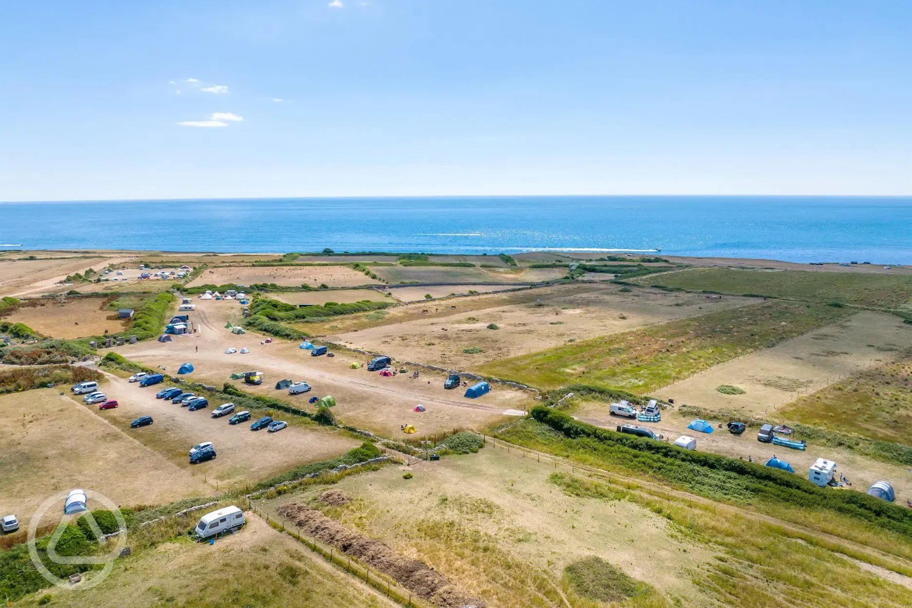 Aerial of the campsite and coast