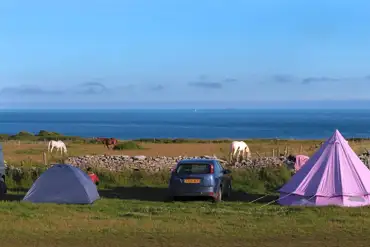 Grass pitches with sea views 