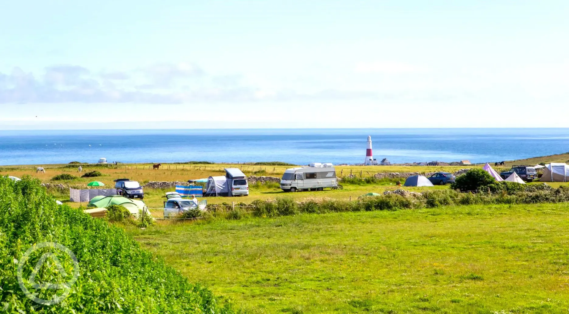 Grass pitches with sea views 