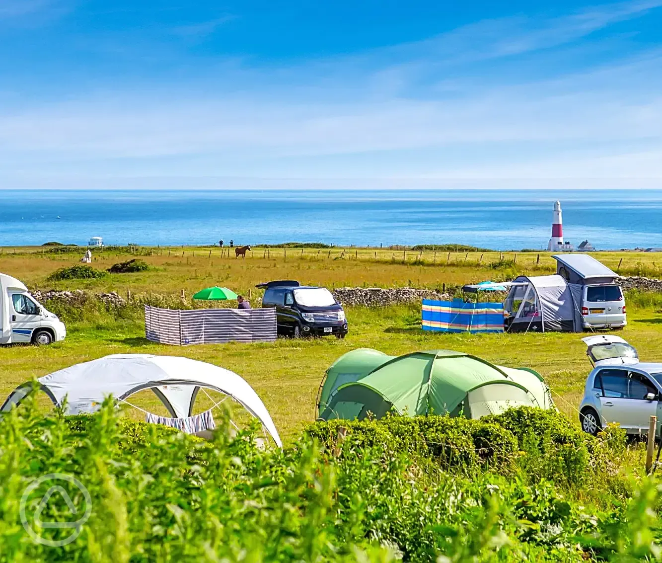 Grass pitches with sea views 