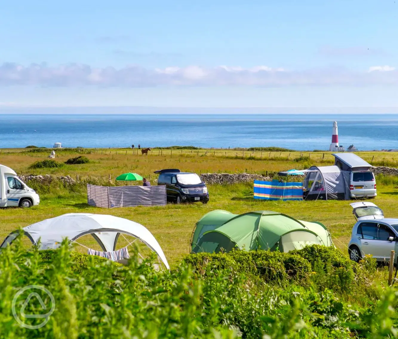 Grass pitches with sea views 