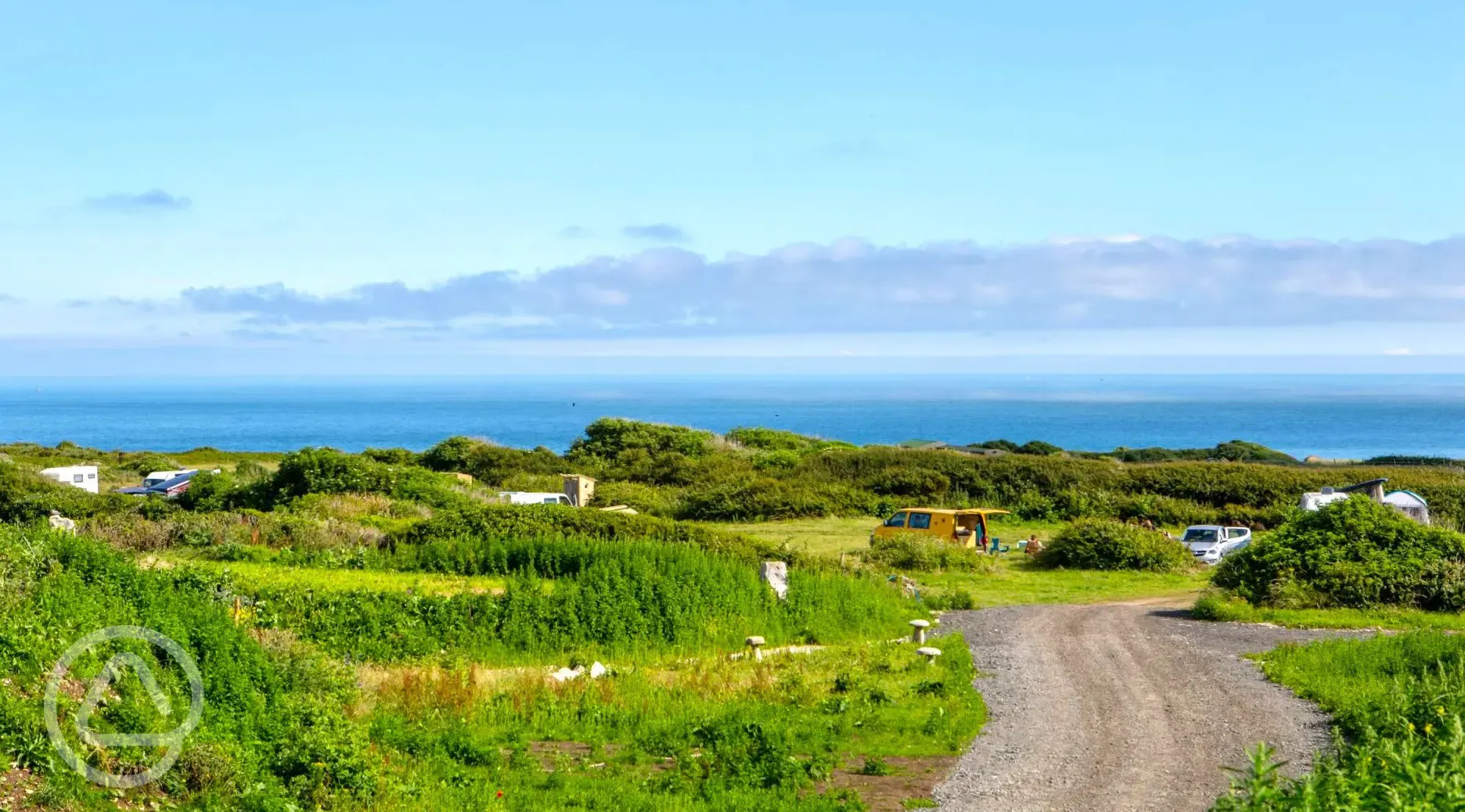 Grass pitches with sea views