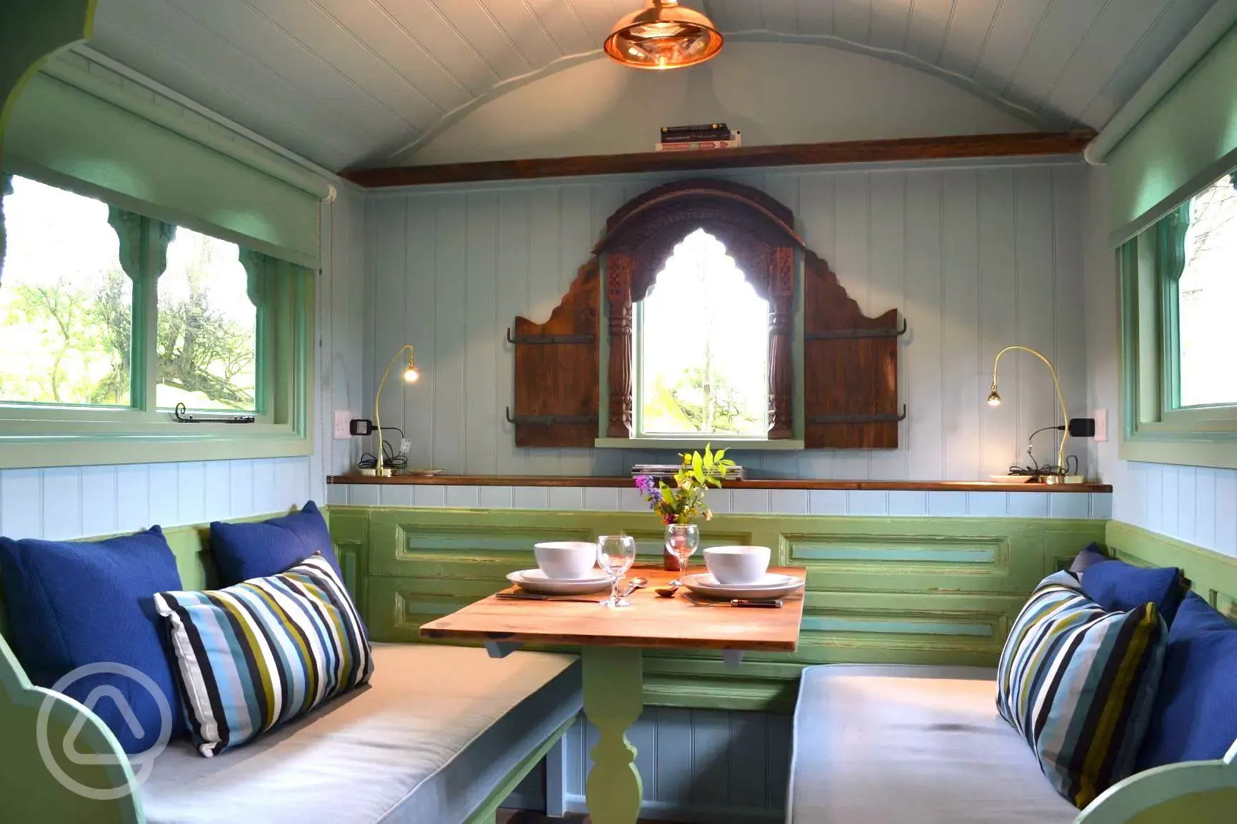 Shanti shepherd's hut interior