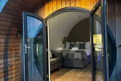 Glamping pods with double glass doors