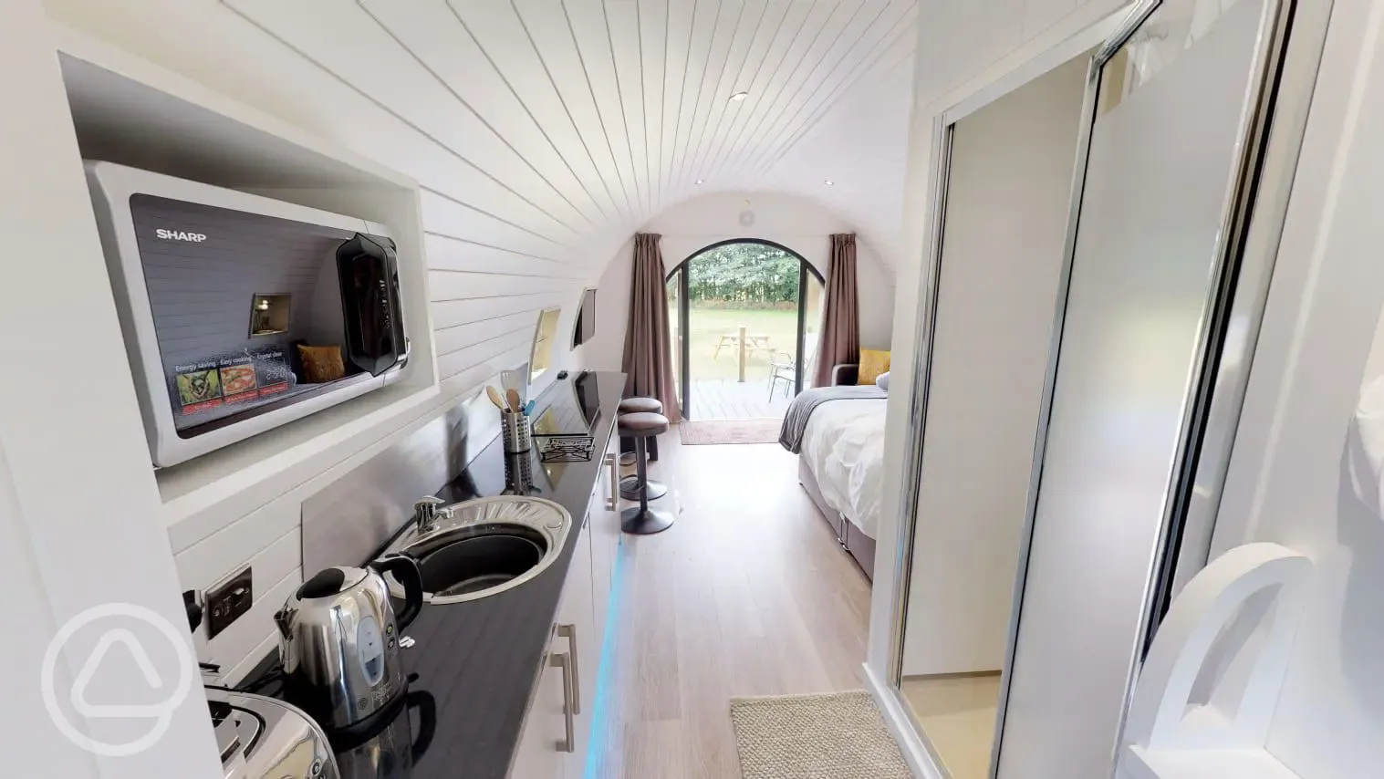 Ensuite glamping pod interior