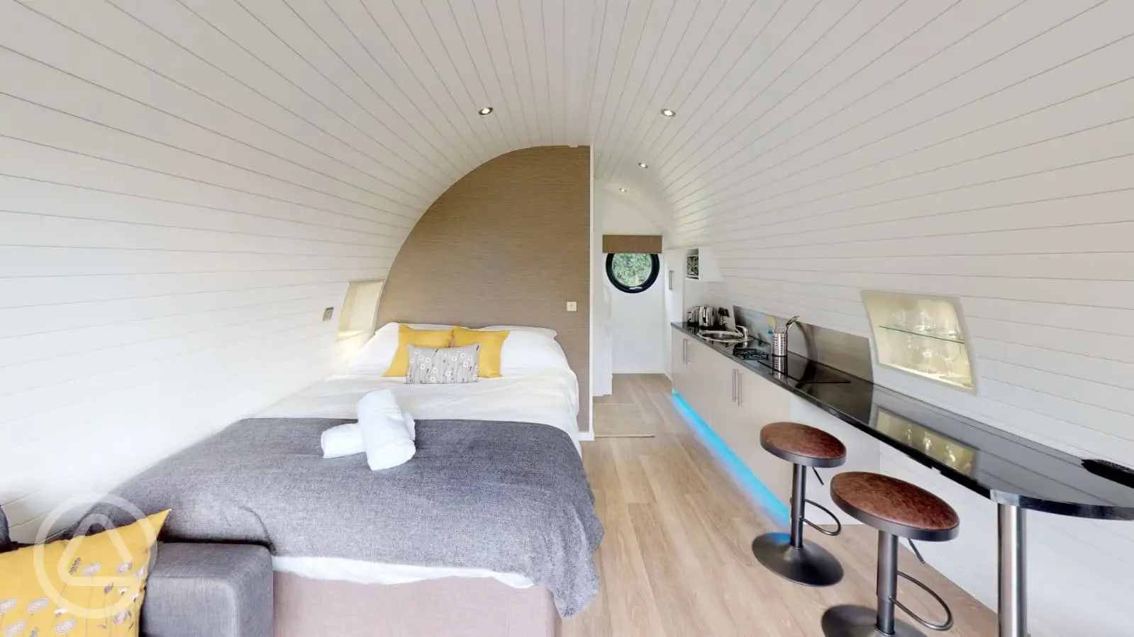 Ensuite glamping pod interior