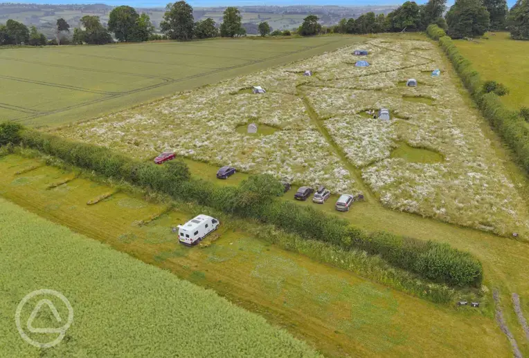 Non electric grass tent pitches