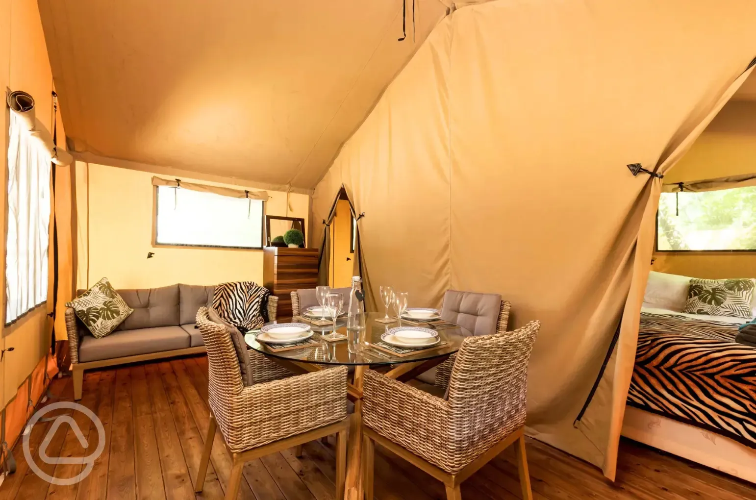Four person safari tent interior