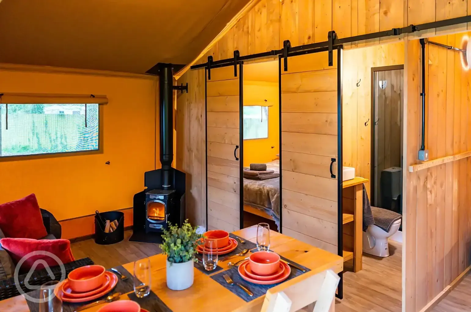Lime and Rowan safari tent interior