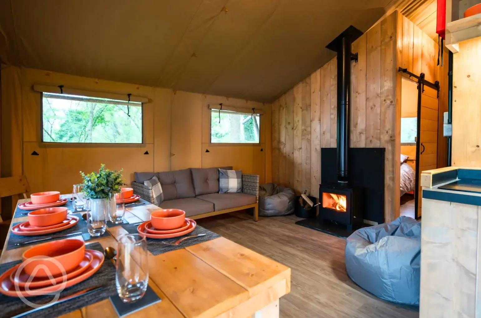 Maple safari tent interior