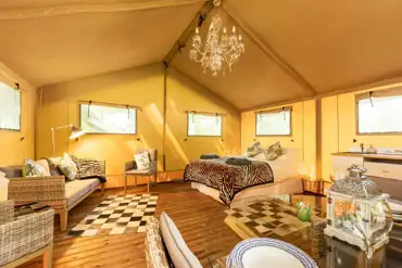 Oak safari tent interior