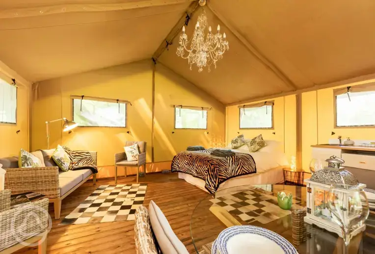 Oak safari tent interior