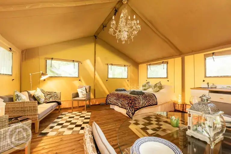 Oak safari tent interior