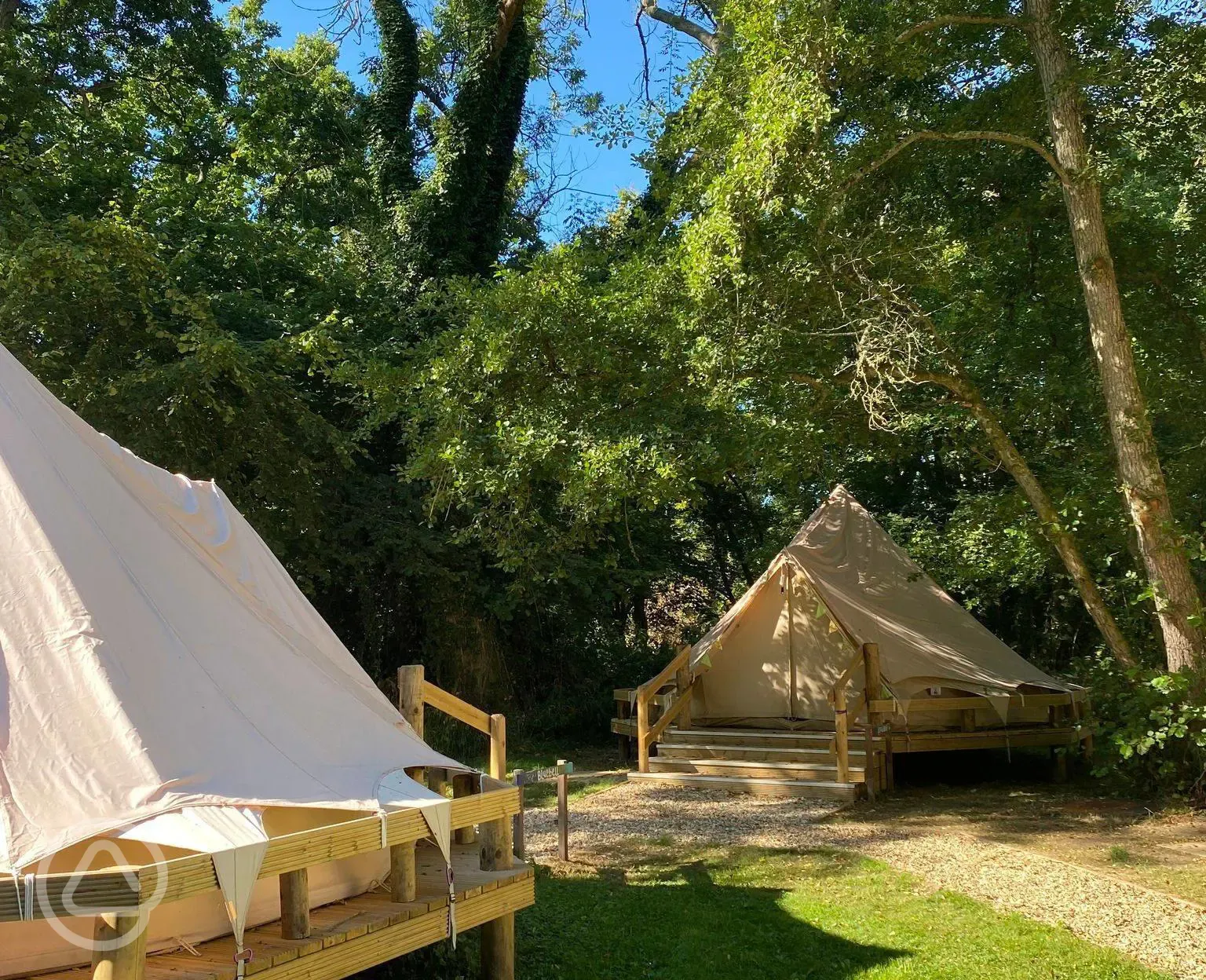 Shaded bell tents
