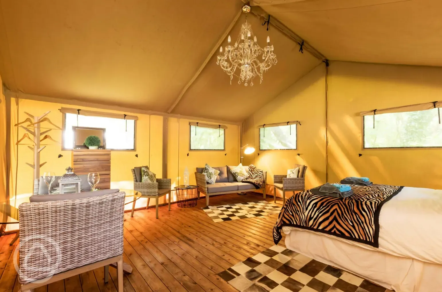 Oak safari tent interior